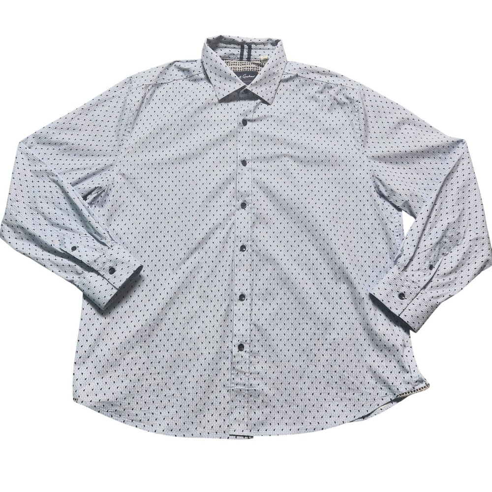 Robert Graham Modern Americana Mens 2XL Blue Paisley Button Down Shirt Tailored